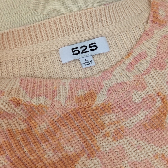 525 Sweater Shaker Knit Crew Neck Pullover Boxy Fit 100% Cotton Peach Pink L EUC - Picture 10 of 10